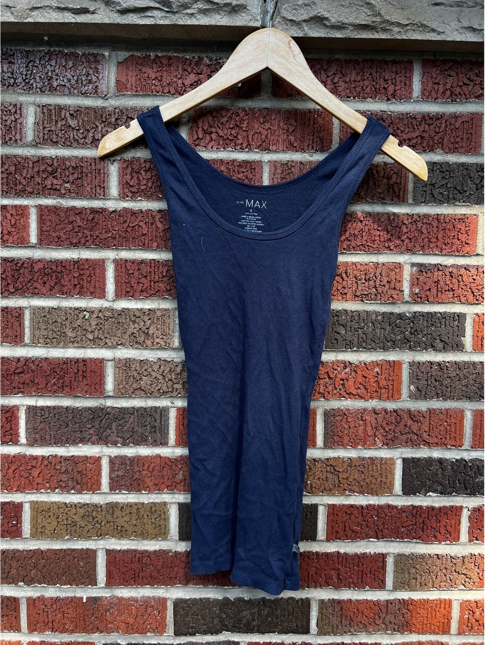 To the Max Navy Blue Ribbed Scoop Neck Tank Top